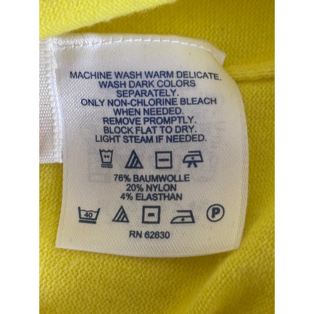 Lands End L Yellow Cardigan Cotton Blend Scandi Copenhagen Dopamine Prep Coastal - Picture 5 of 6